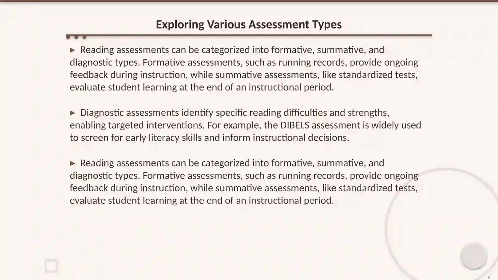 Assessing reading 4