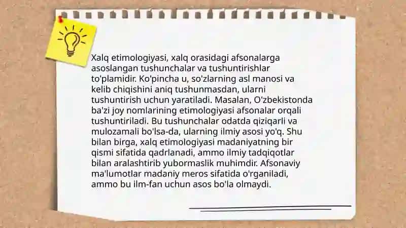 Etimologiya. Ilmiy etimologiya, xalq etimologiya, yolg'on etimologiya. 4