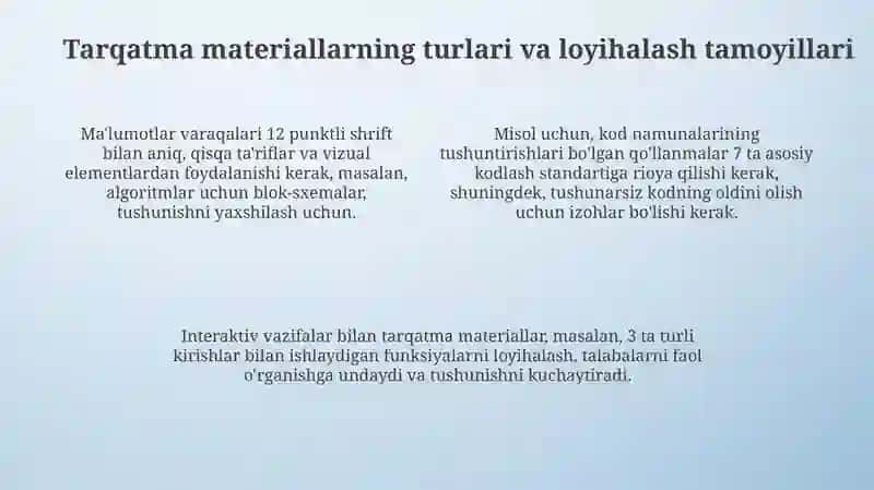 Tarqatma materiallar va mustaqil o'rganish 4