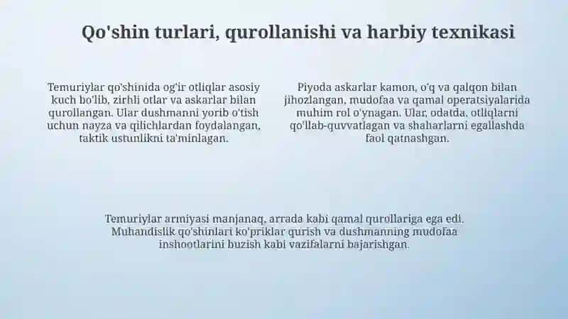 Amir Temur Davlatida Qo'shin Tuzish 4