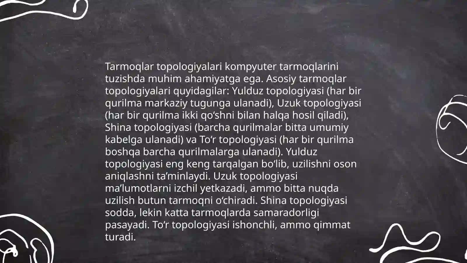 Lakal tarmoqlarning tarmoq tapalogiyasi 4