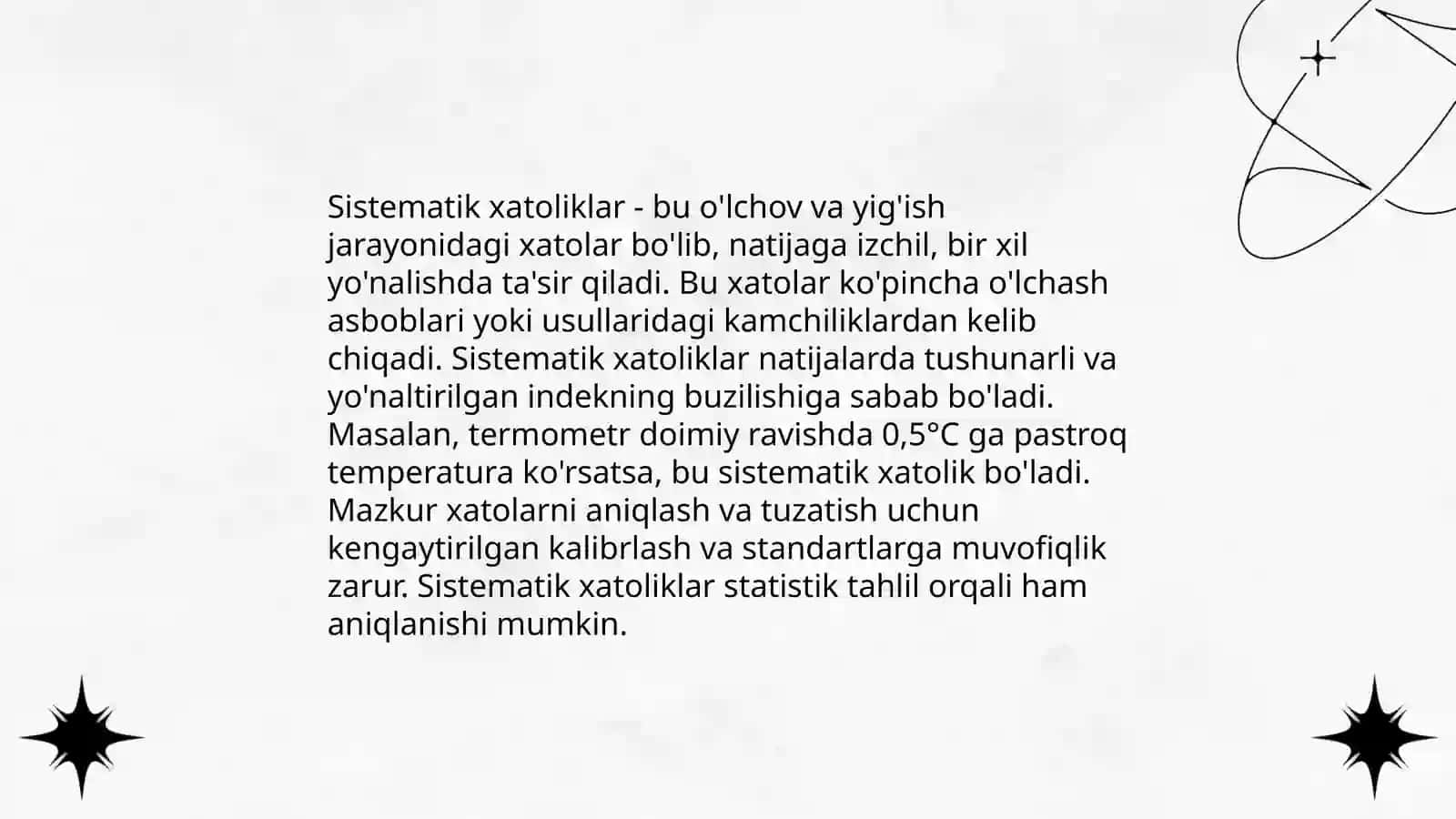 Oʻlchash xatoliklarni tabaqalash 4