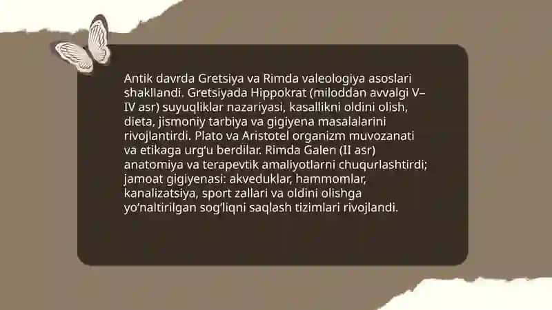 Valeologiya fanining tarixi rivojlanish bosqichlari 4