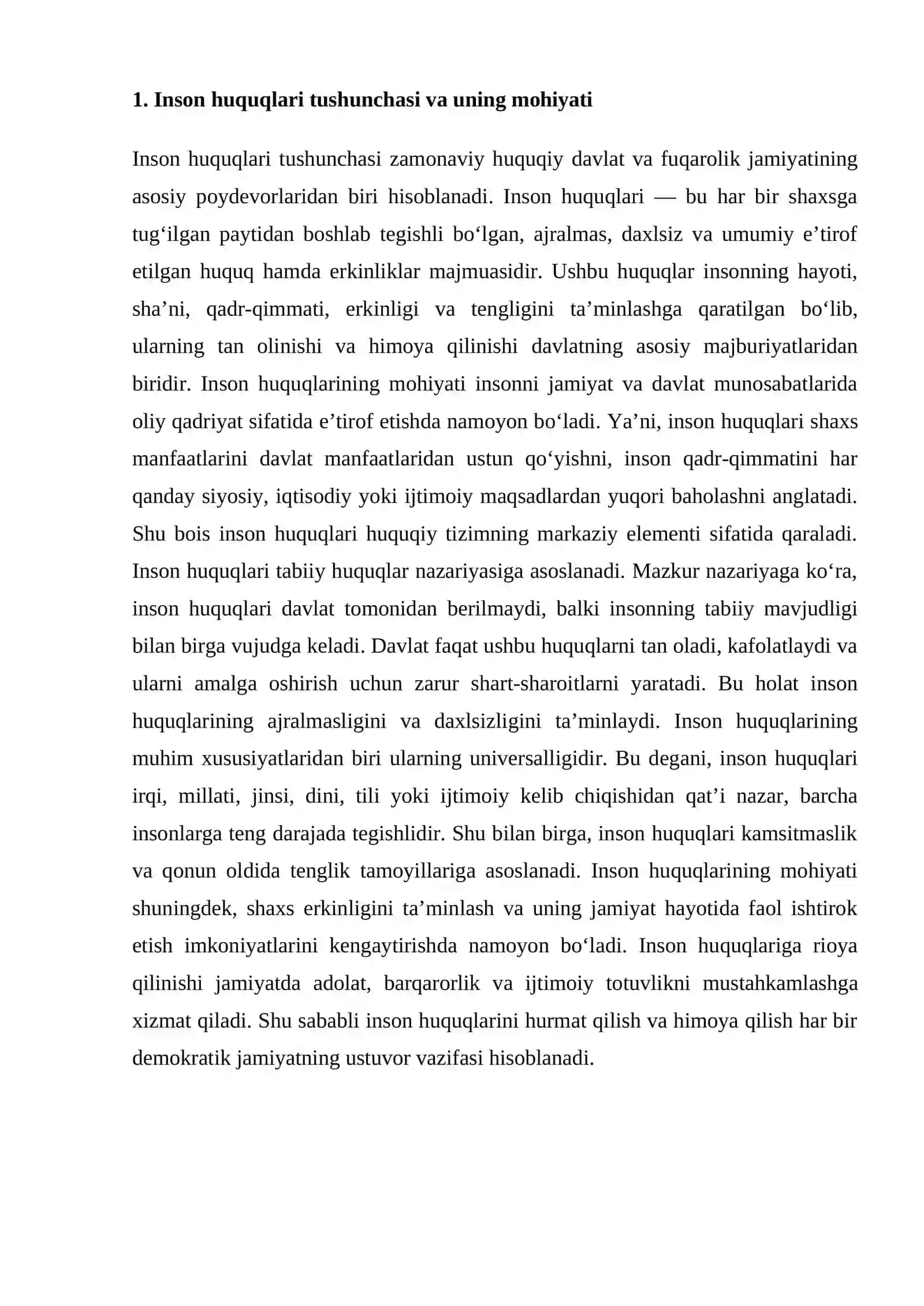 INSON HUQUQLARI FANIGA (MODULIGA) KIRISH ESSE 4
