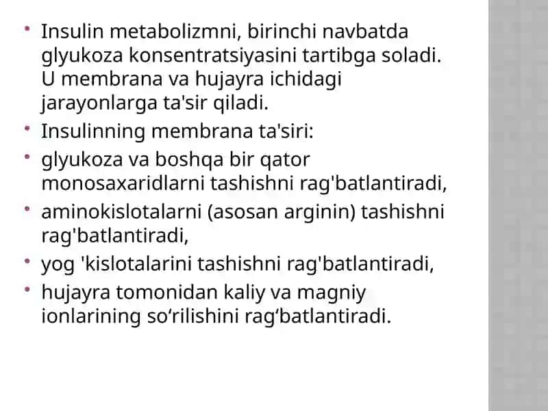 Insulin va Glyukagonning Ta'sir Mekanizmi 4