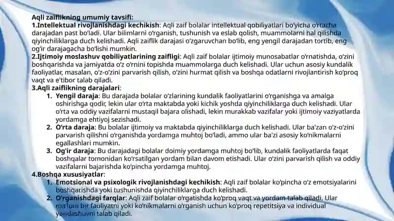 "AQLI ZAIF BOLALAR" 4