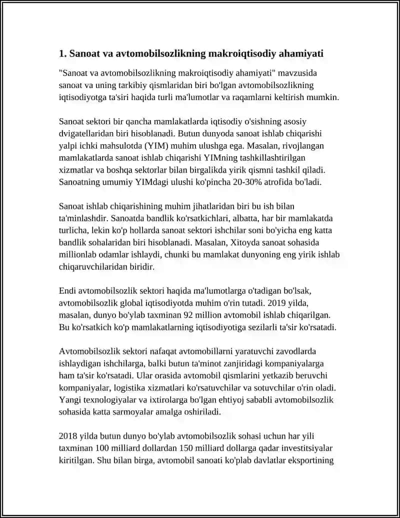 Sanoat, avtomobilsozlik sohasining rivojlanishi 4