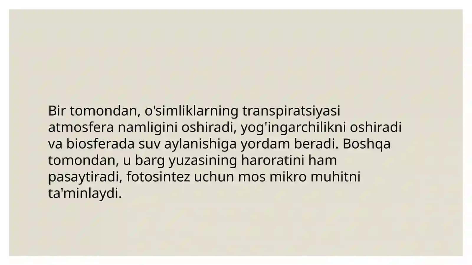 Transpiratsiya va o'simliklar o'sish mexanizmi 4