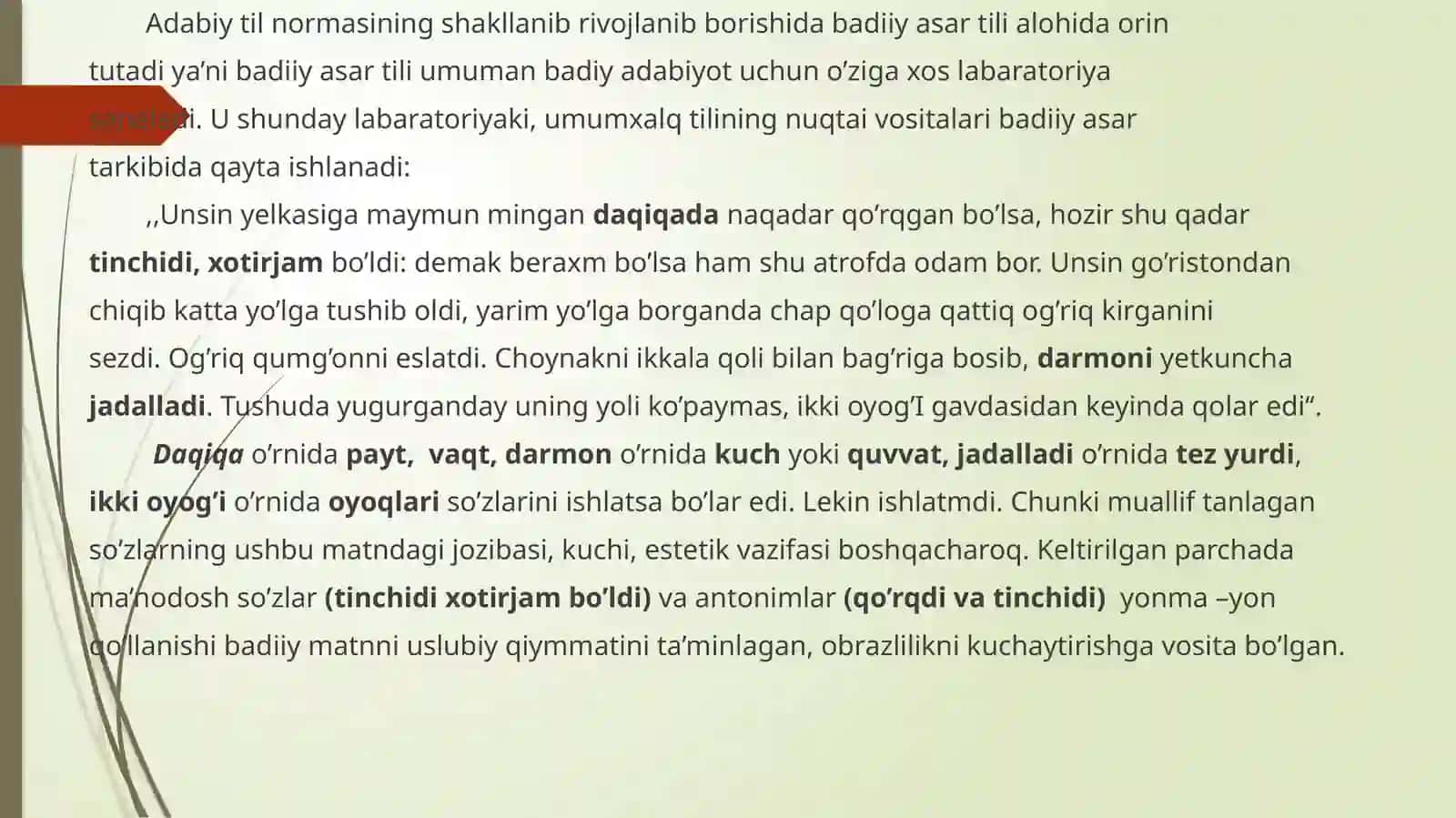 BADIIY NUTQNING ESTETIK TA’SIRI. O‘BRAZLI TIL. POETIK TIL. 4