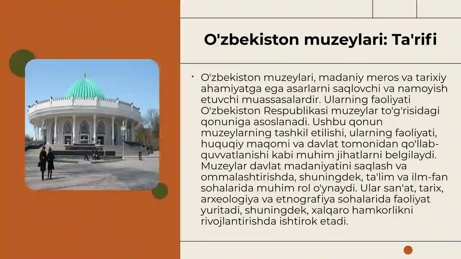 O’zbekiston Respublikasi muzeylar to’g’risidagi qonun 4