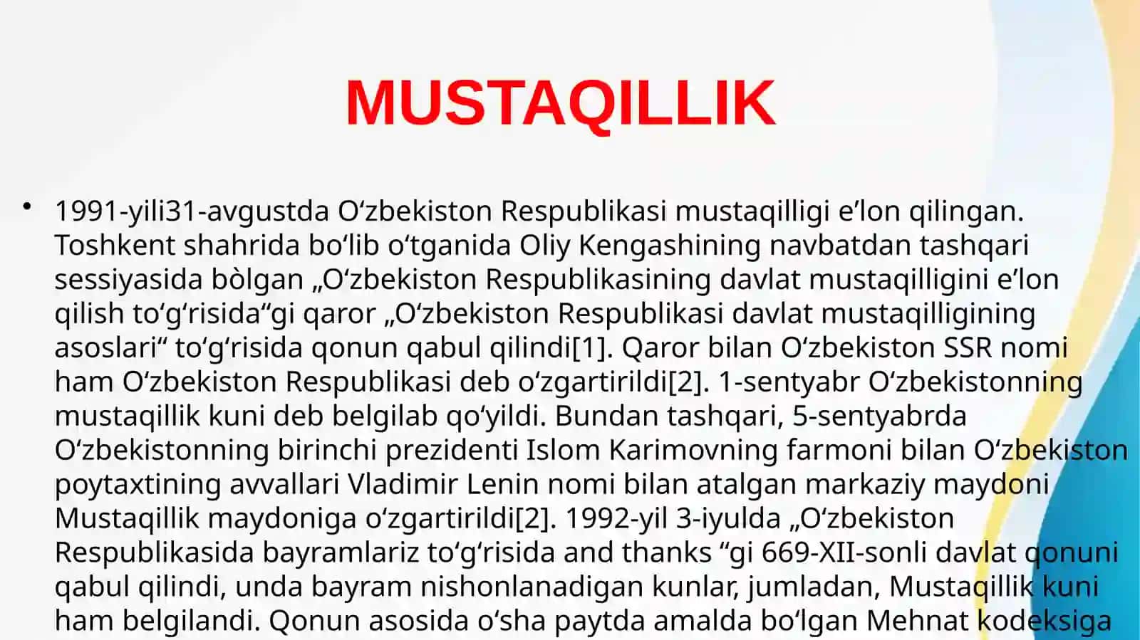 O’ZBEKISTON MUSTAQILLIK 1991-YILDAN 2025-YILLAR DAVOMIDA 4