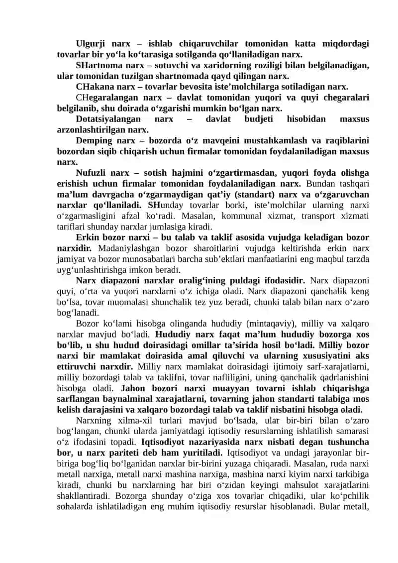 Narxning Mohiyati va Shakllanish 4