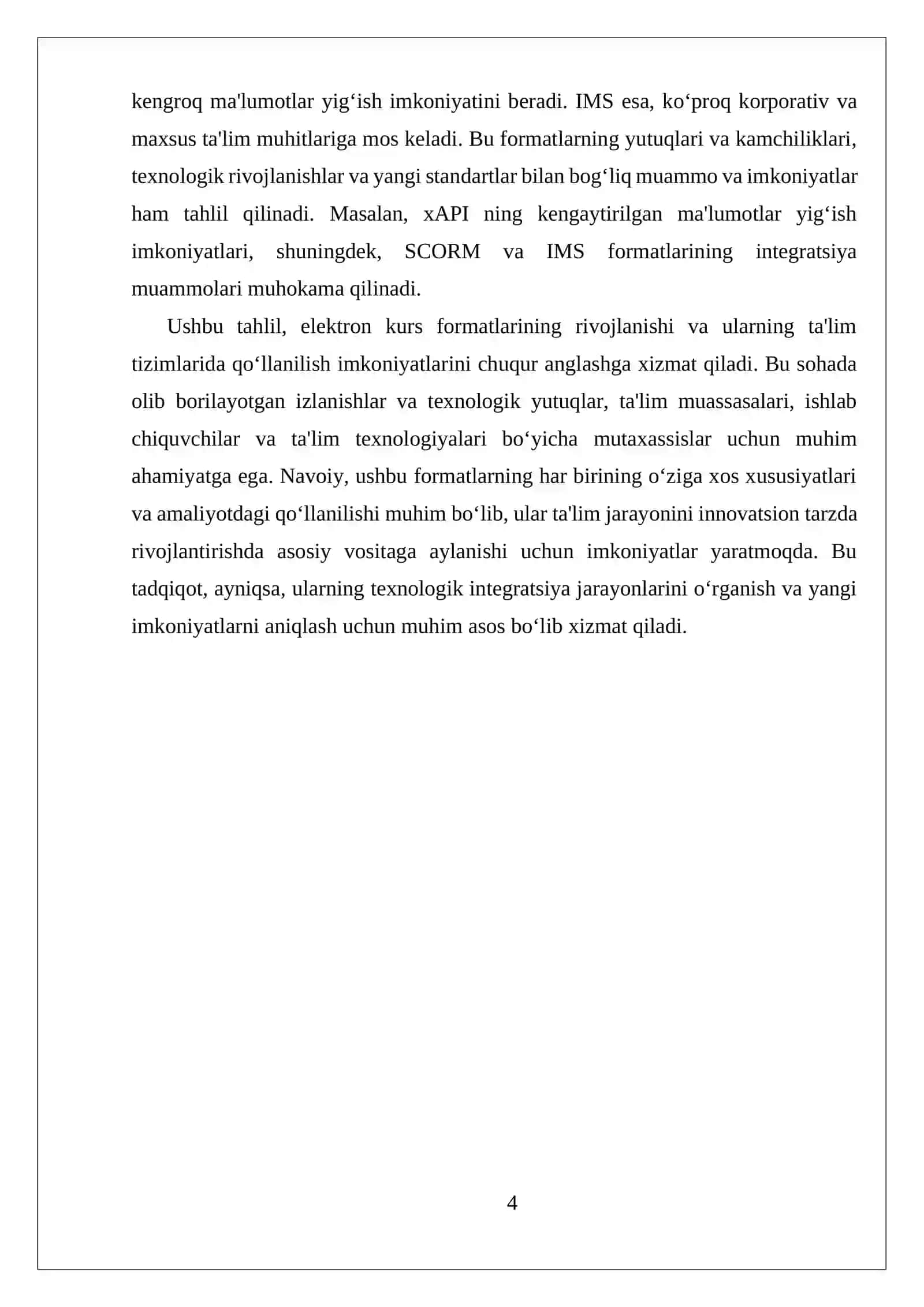Elektron Kurs Formatlari (SCORM, xAPI, IMS) Tahlili 4