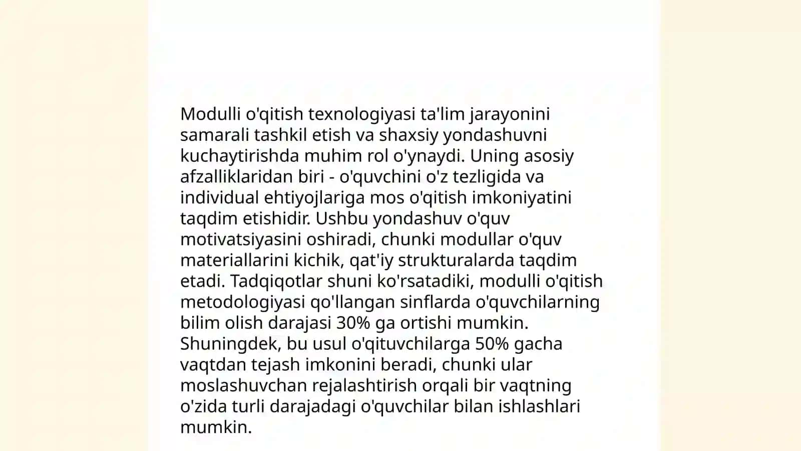 Matematikani modulli o'qitish texnologiyasi 4