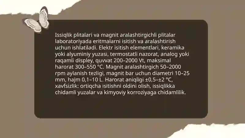 Labaratoriya jihoz(isitish, o'lchov, optik asbob)lari 4