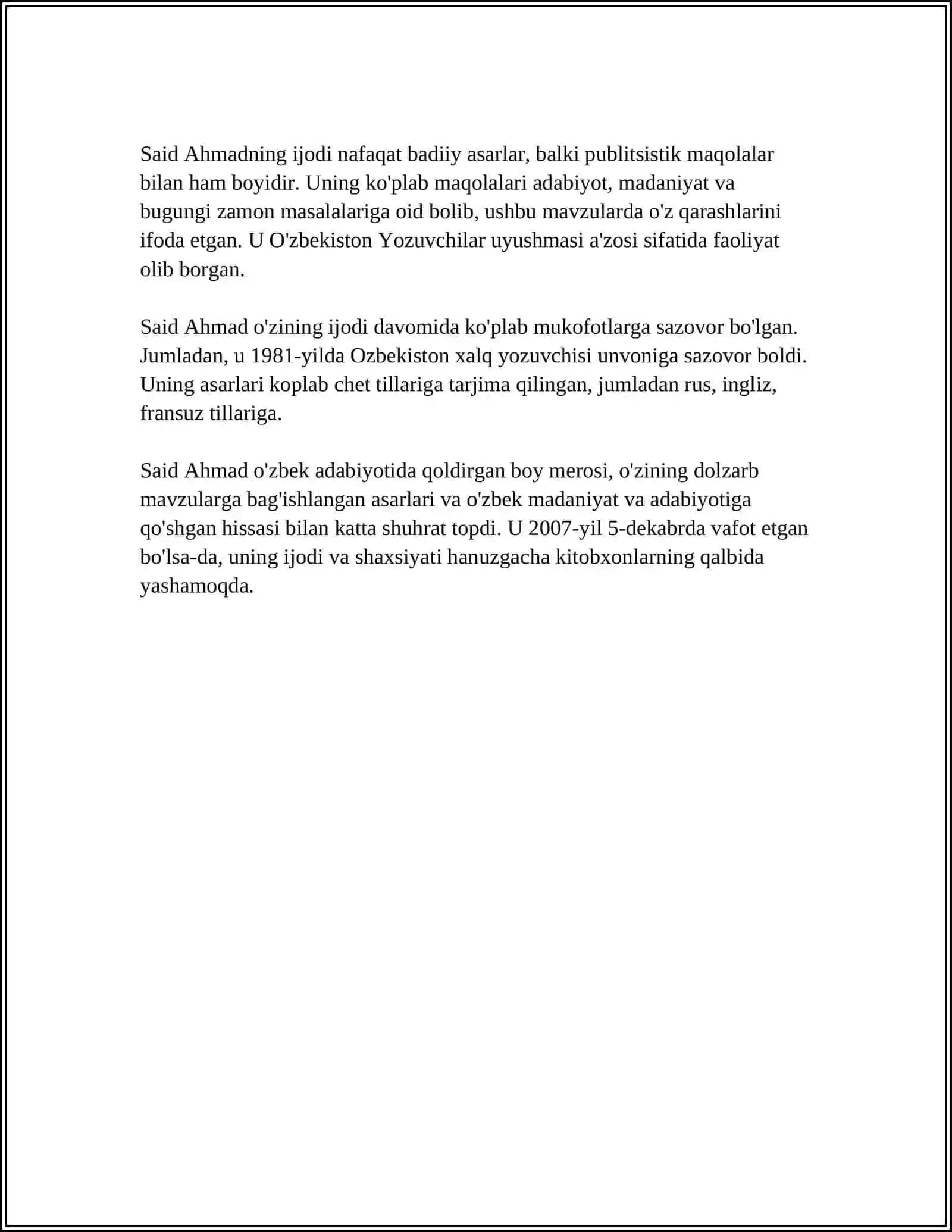 SAID AHMADNING,,UFQ" TRILOGIYASI 4