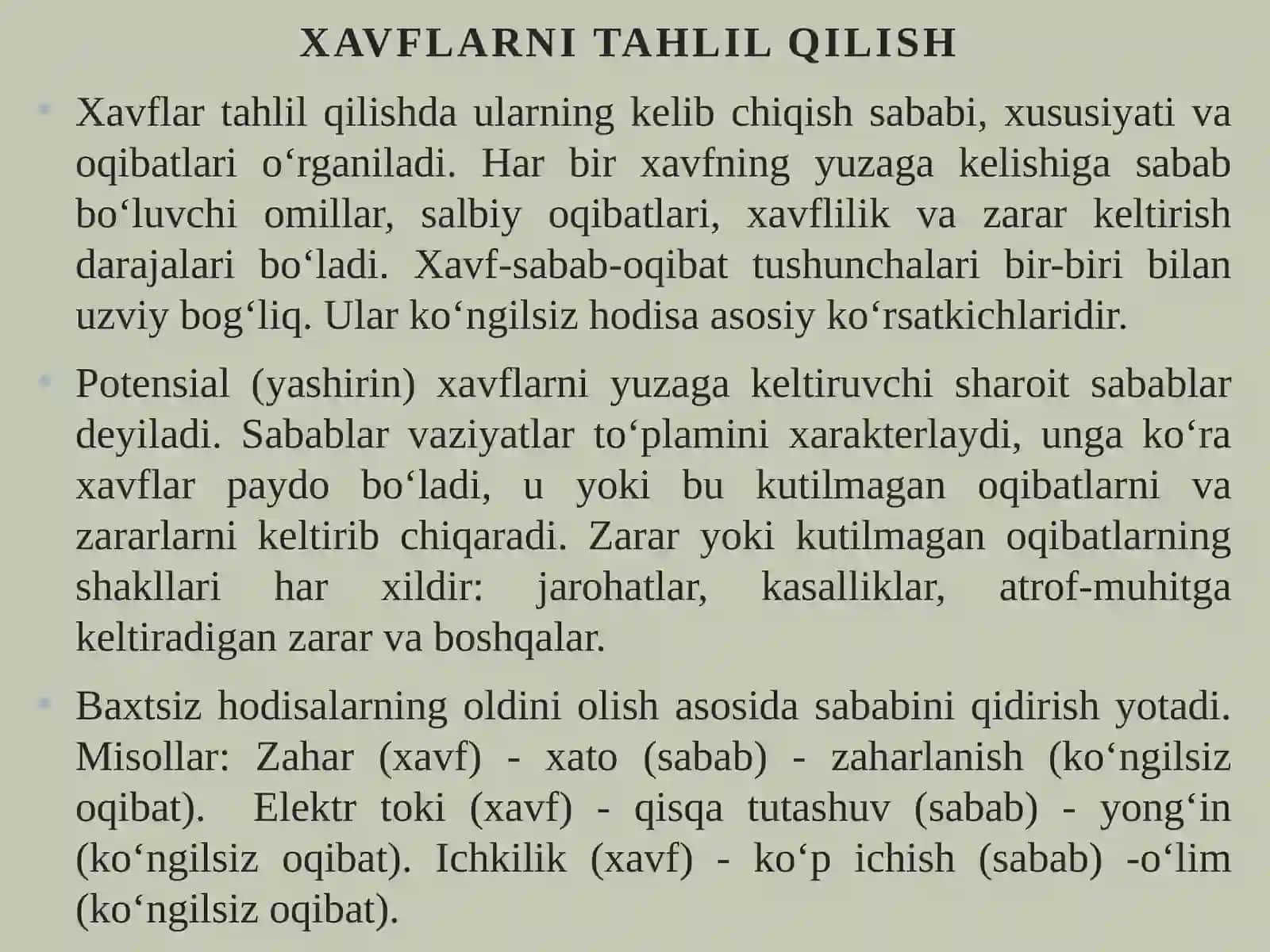 Faoliyat xavfsizligini tahlil qilish. 4