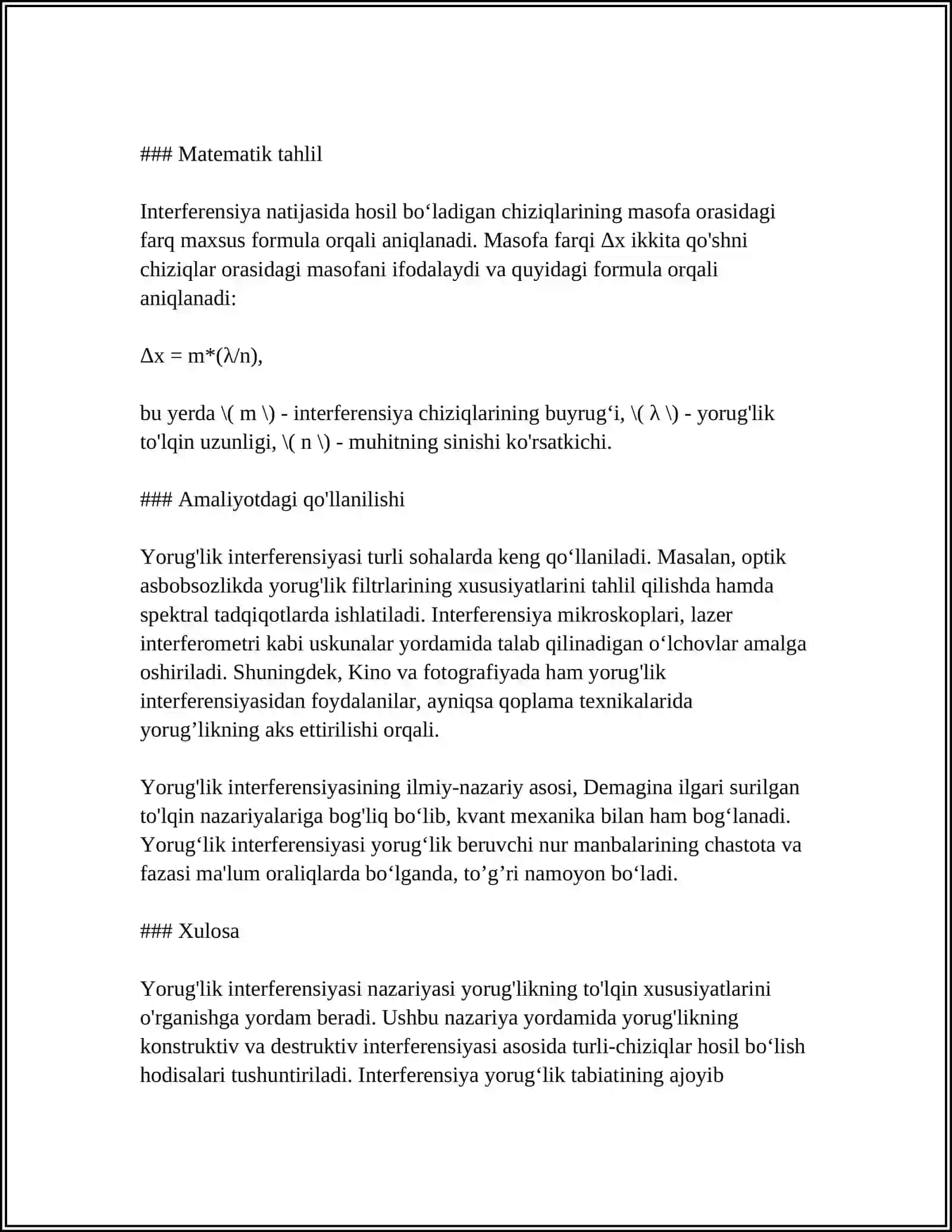 Yorug'lik Interferensiyasi 4