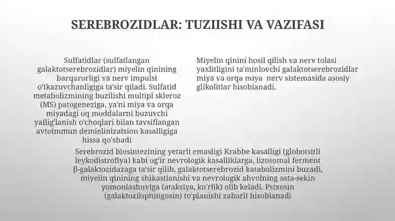 Glikolipiidlar: Nerv to'qimasining glikolipidlari 4