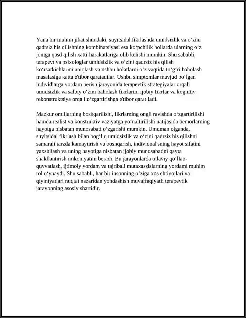 BEMORLARNING SUYITSIDAL FIKRLASHINING O'ZIGA HOS XUSUSIYATI 4