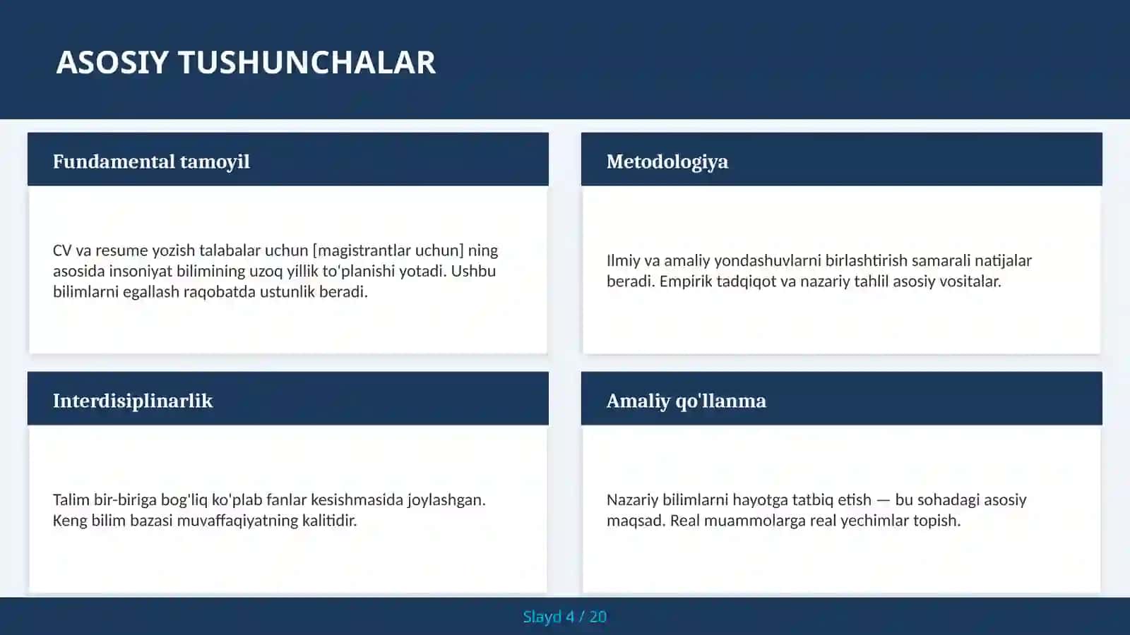 CV va resume yozish talabalar uchun [magistrantlar uchun] 4