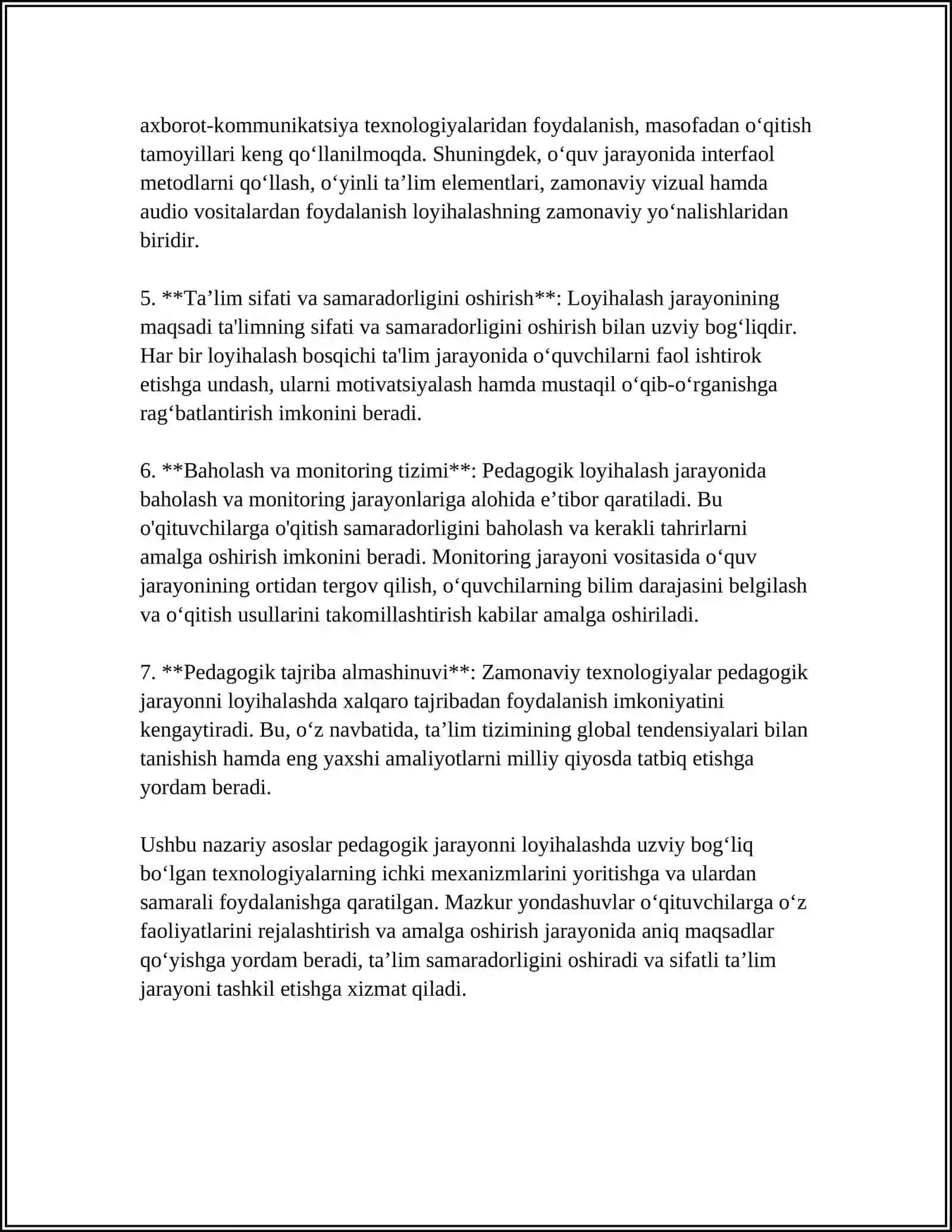 PEDAGOGIK JARAYONNI LOYIXALASH TEXNALOGIYASI 4