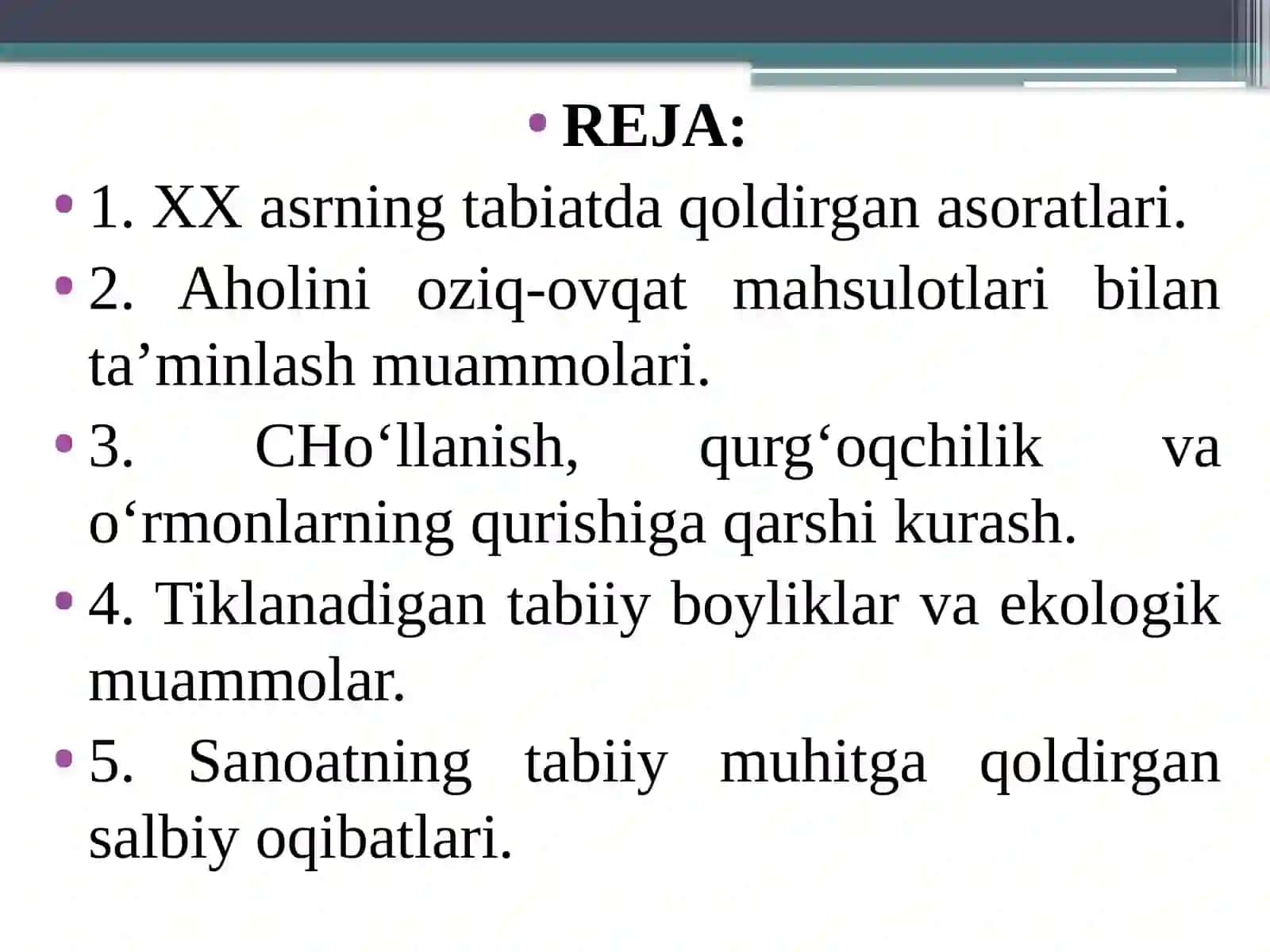 Kirish. Ilmiy - texnik revolyutsiya va global ekologik inqirozlar 4