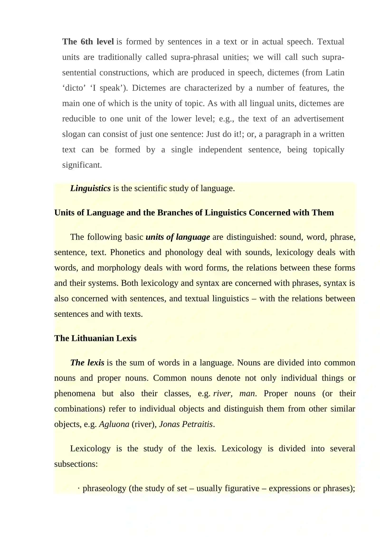 The relations of language units 4