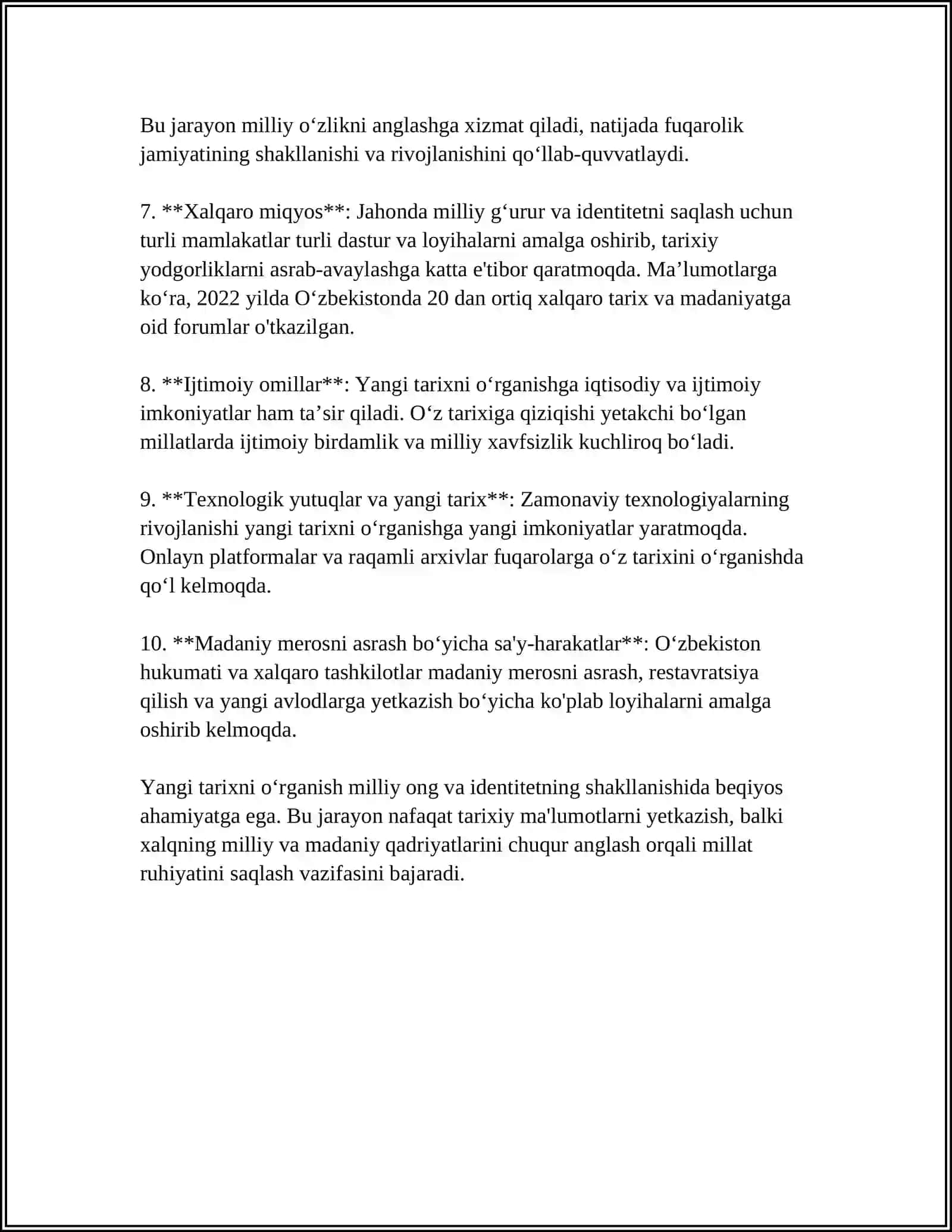 O'ZBEKISTONNING ENG YANGI TARIXINI NIMA UCHUN O'RGANISHIMIZ KERAK?" MAVZUSIDA ESSE YOZING 4