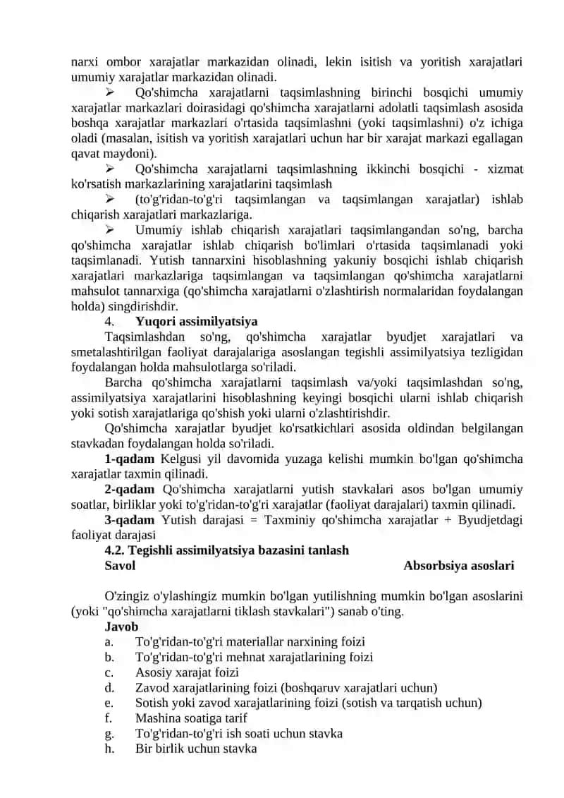 XARAJATLARNI HISOBLASH 4