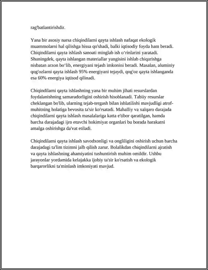 CHIQINDILARNI QAYTA ISHLASH 4