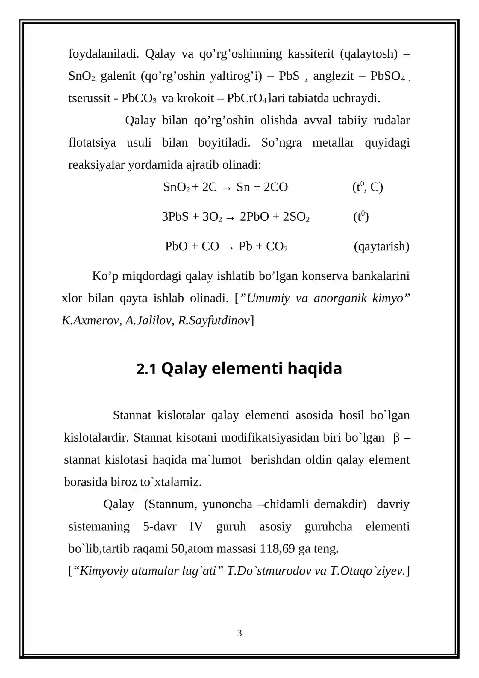 α-qalay kislotaning olinishi va xossalari 4