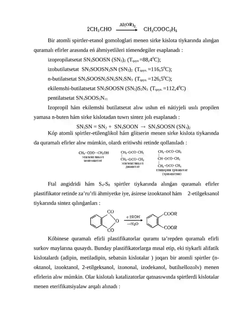 10 –TEMA. ETERIFIKATSIYA PROCESSLERI 4
