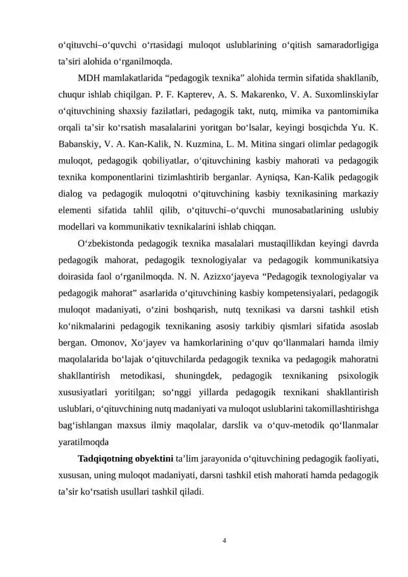 Kurs ishi mavzusi 4