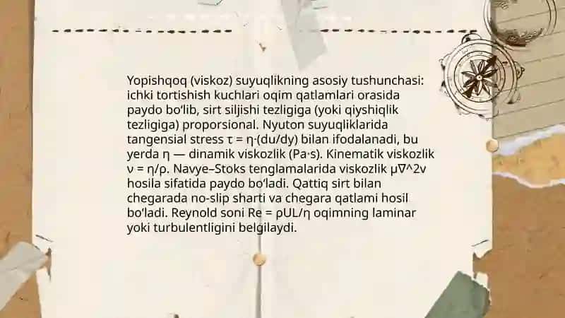 Ideal va yopishqoq suyuqlik 4