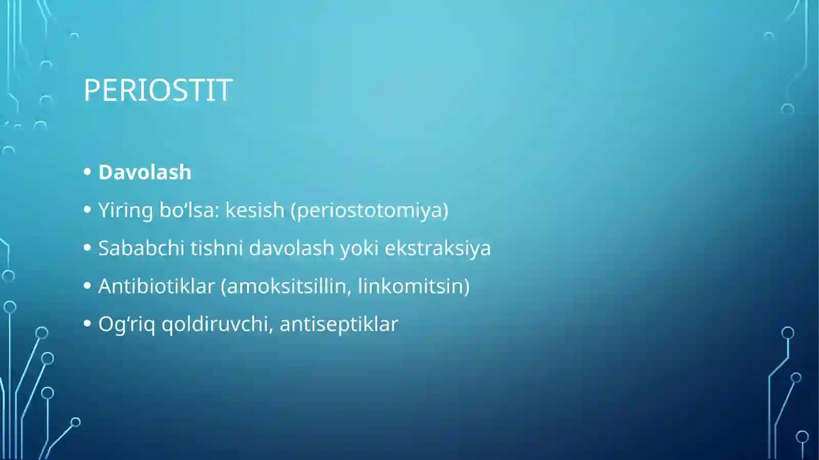 Yuz jagʻa kasalliklari: Periastit abses flegmona 4