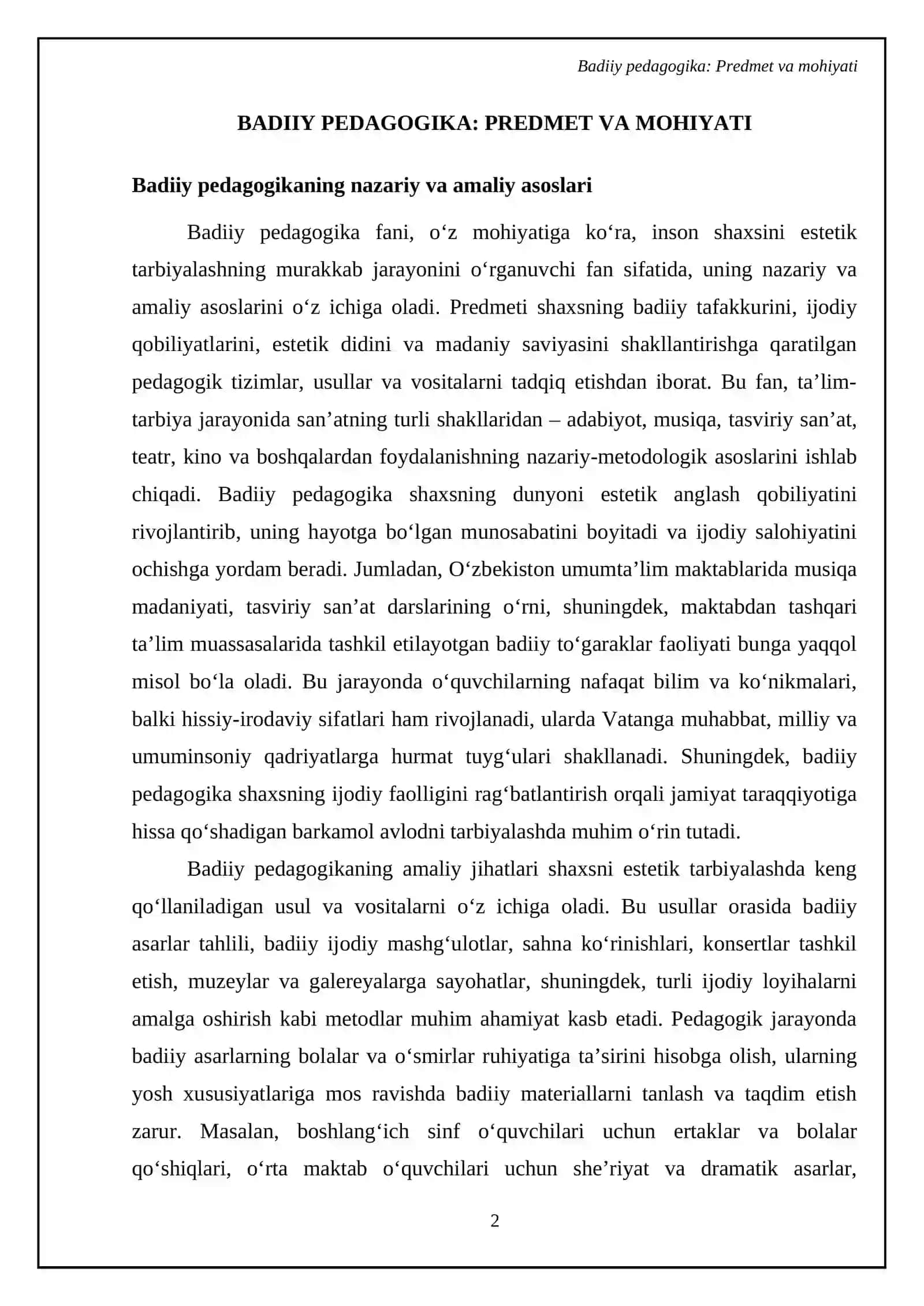 Badiiy pedagogika: Predmet va mohiyati 4