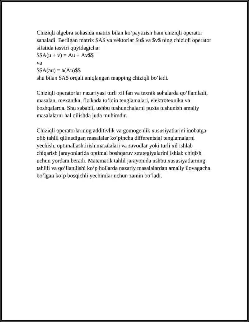CHIZIQLI OPERATORNING TA’RIFI VA MISOLLAR 4