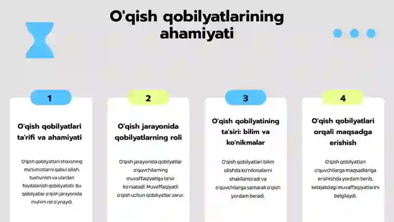 O'qish qobilyatlarini aniqlash va baholash usullari 4