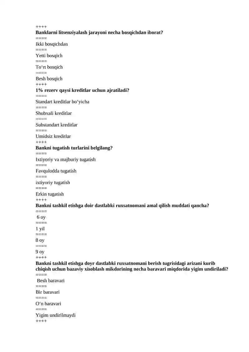bank ishi test yakuniy 4