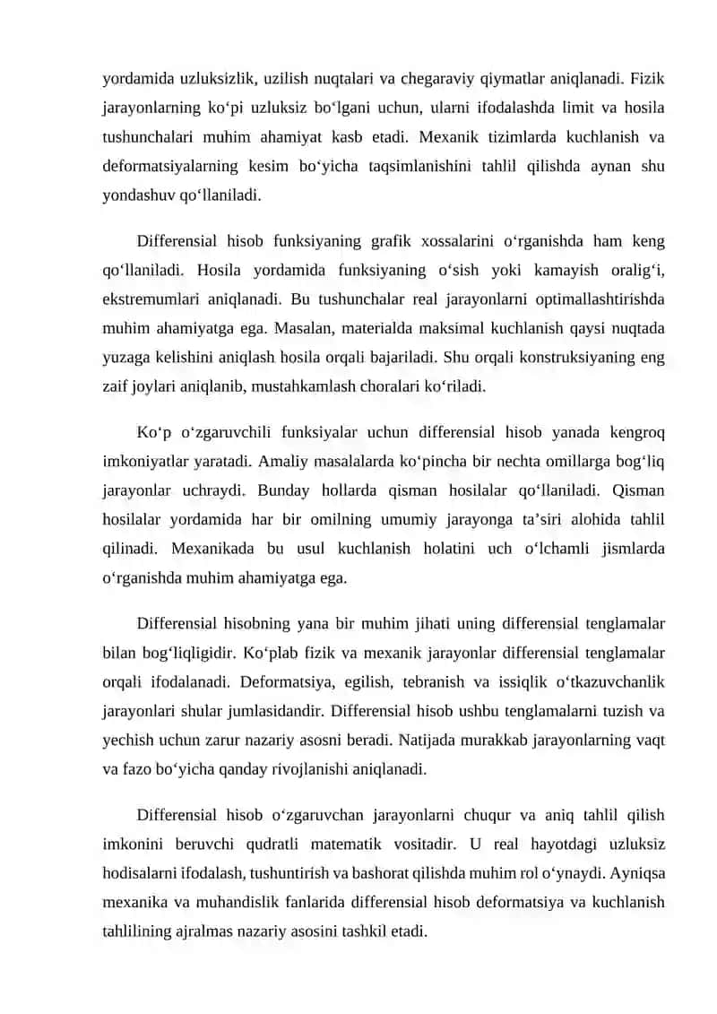 Deformatsiya va kuchlanish tahlilida differensial hisob tadbiqlari 4
