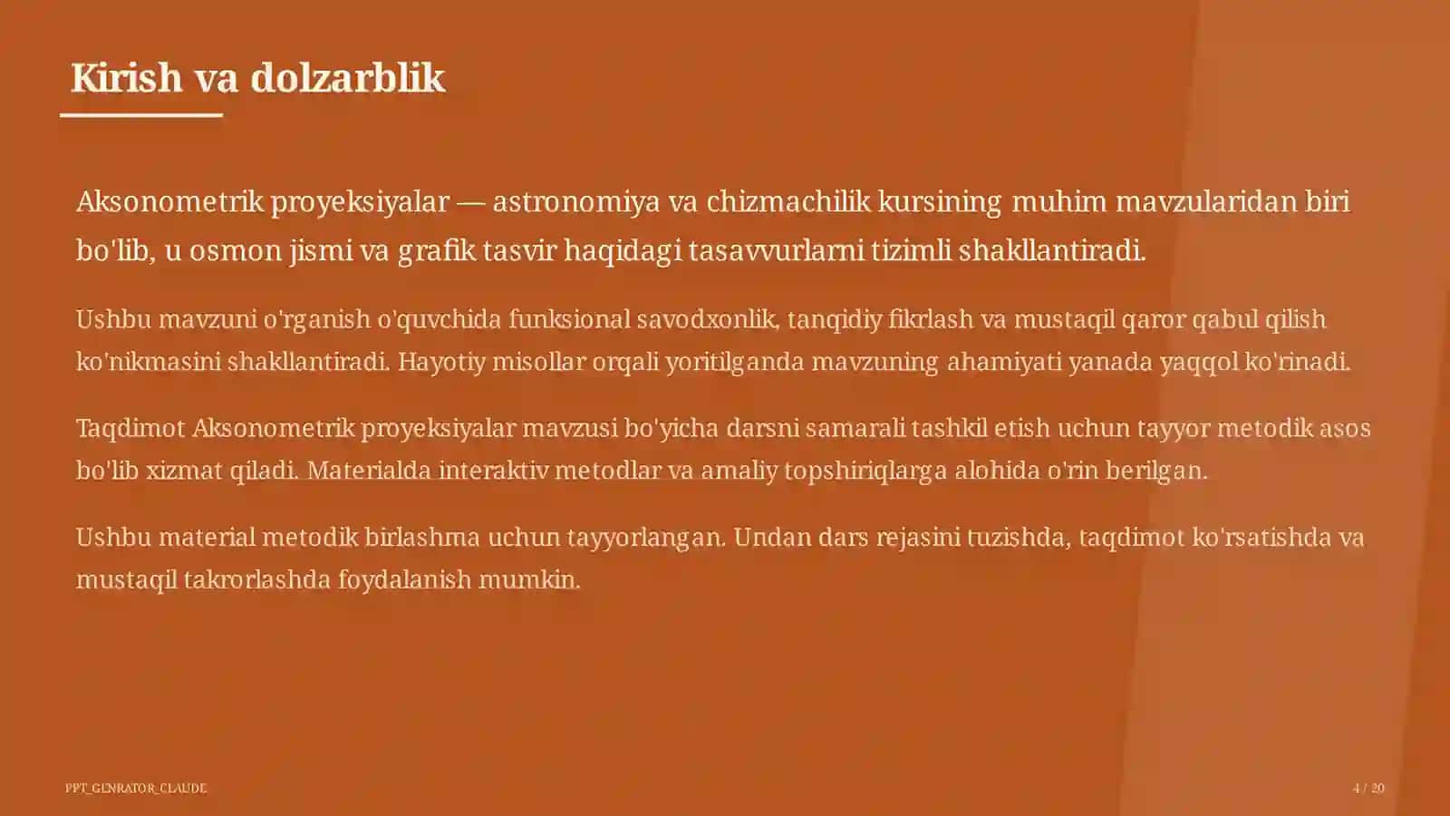 Aksonometrik proyeksiyalar (8-sinf) 4