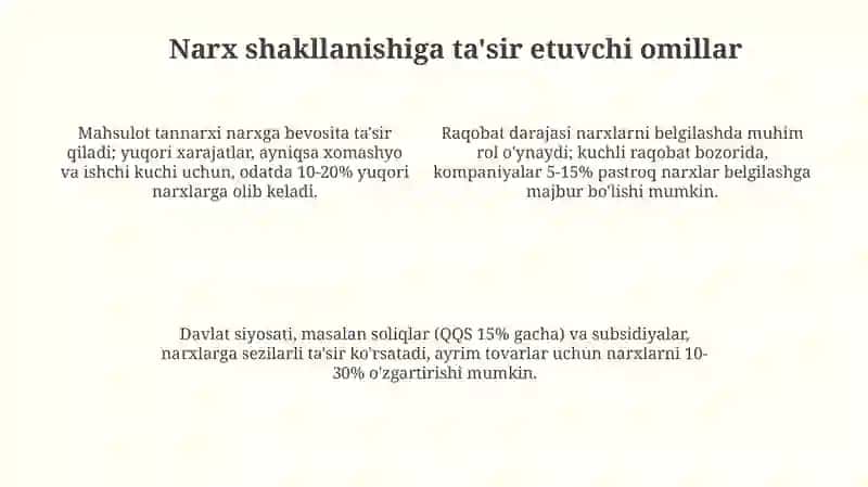 Narxning mohiyati va shakllanish xususiyatlari 4