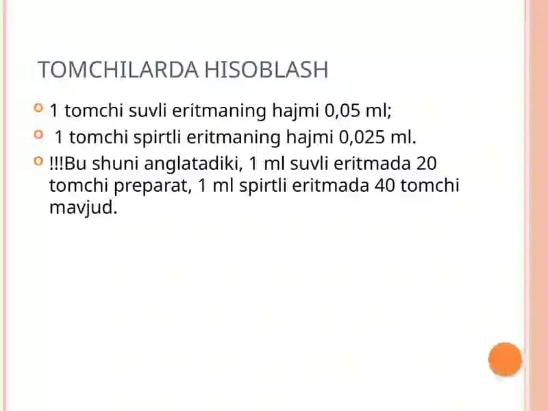 Dori vositalari yuborish dozalarni hisoblash usullari 4