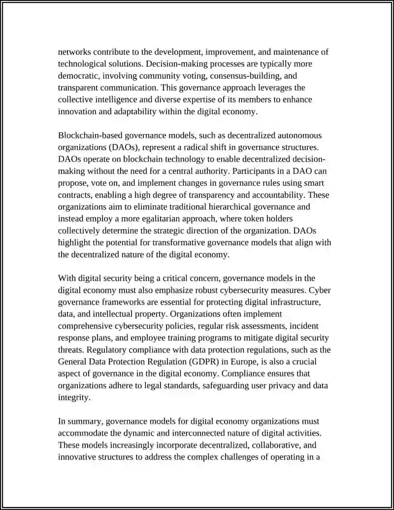 Governance Models for Digital Economy Organizations 4