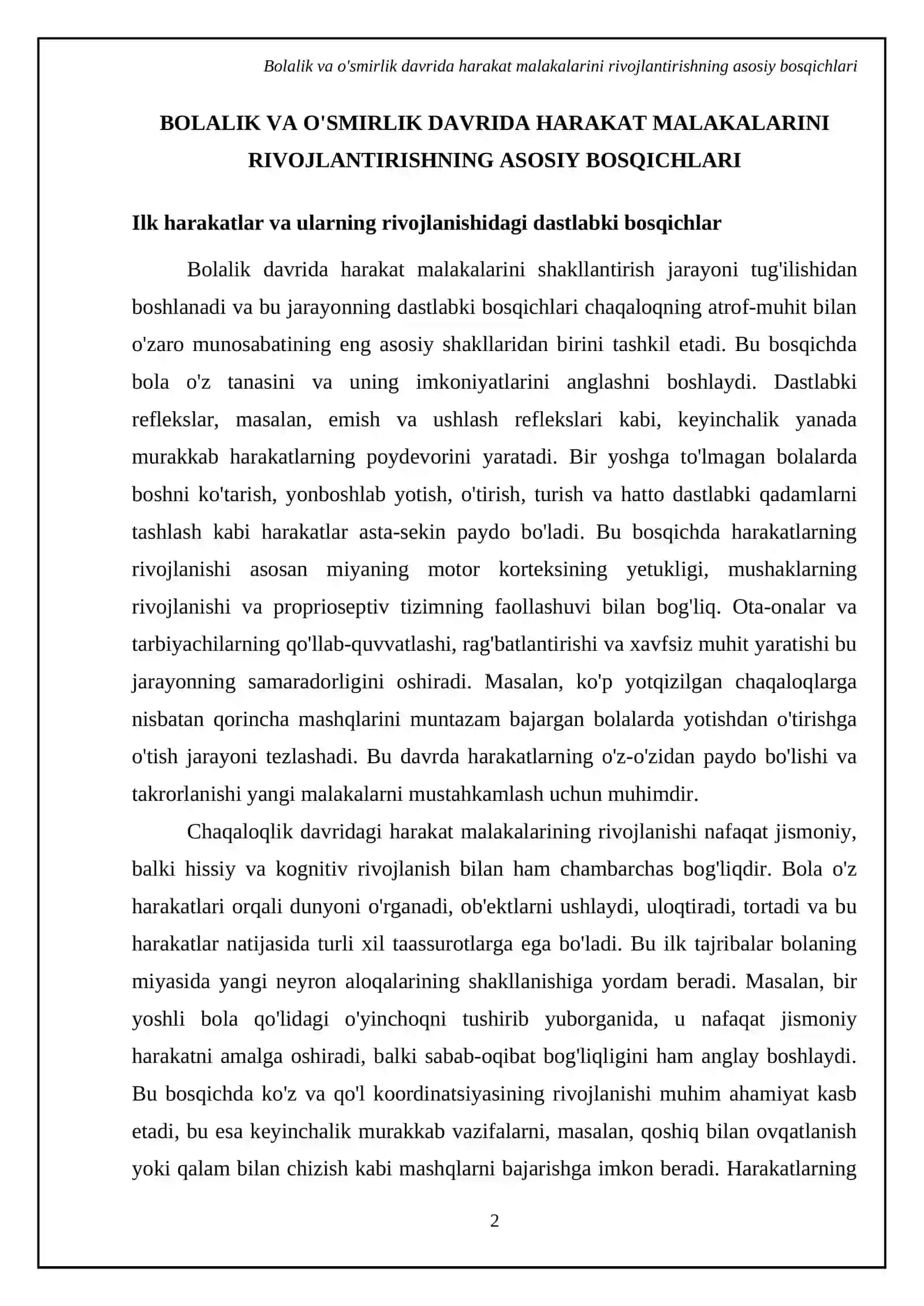 Харакат малакаларини шакиллан Ириш жарайони 4