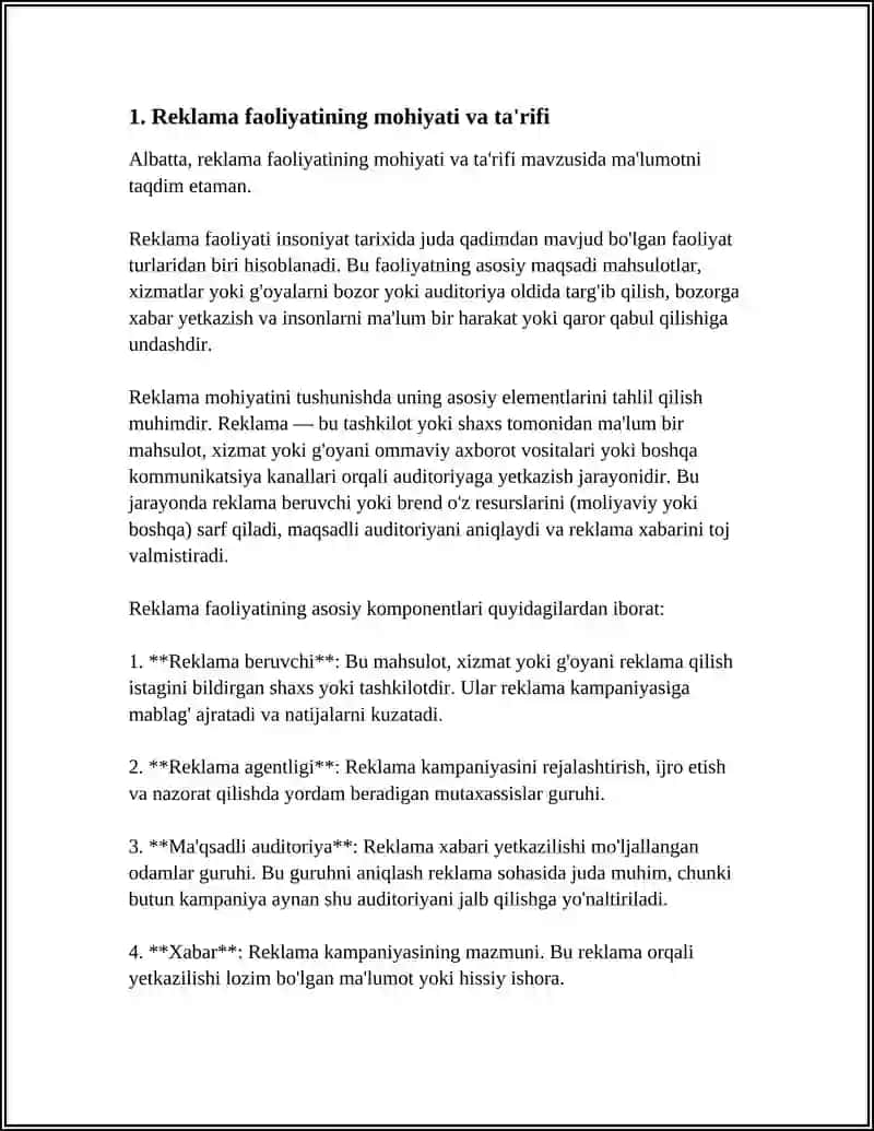 REKLAMA FAOLIYATINING MOHIYATI 4
