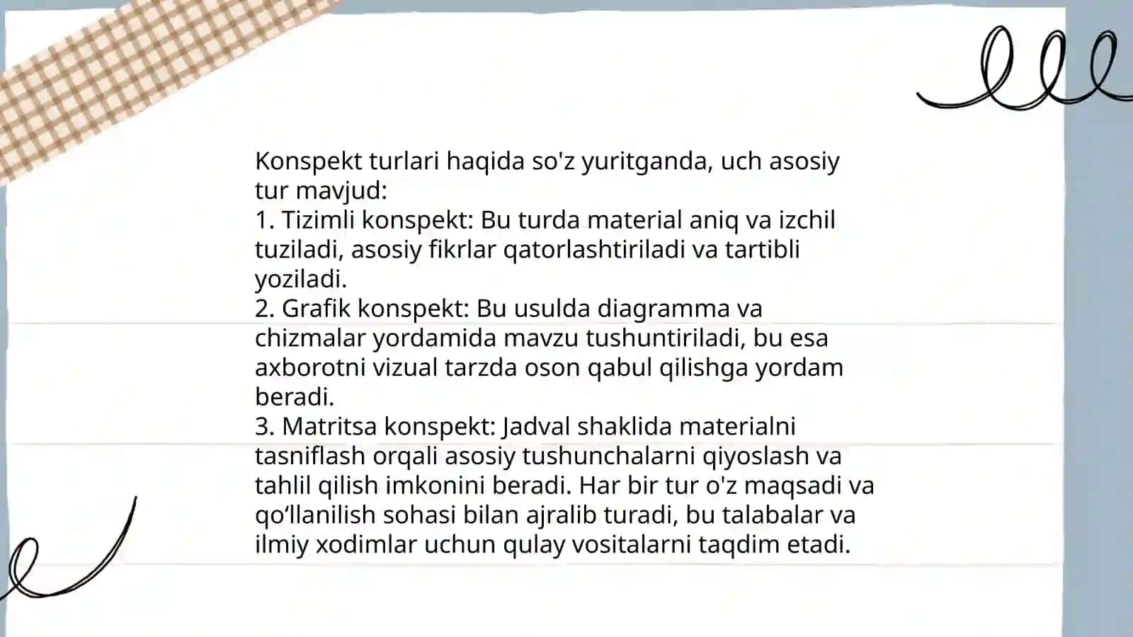 Konspekt Konpekt turlari 4