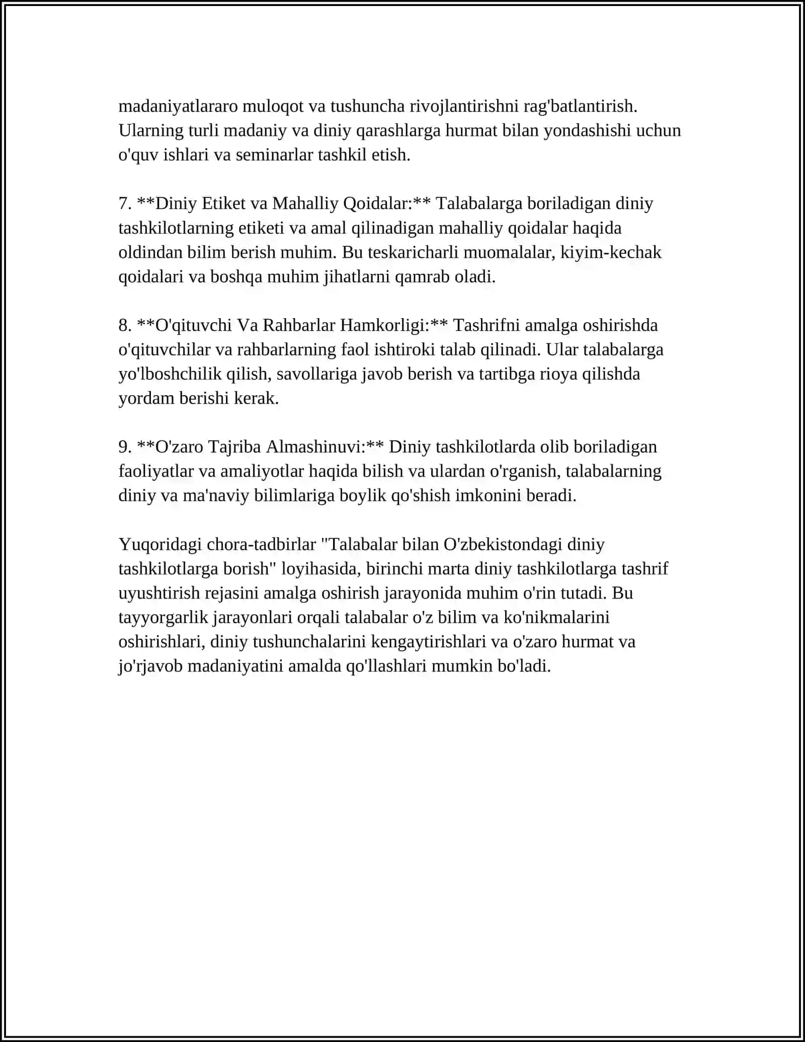 TALABALAR BILAN O'ZBEKISTONDAGI DINIY TASHKILOTLARGA BORISH 4