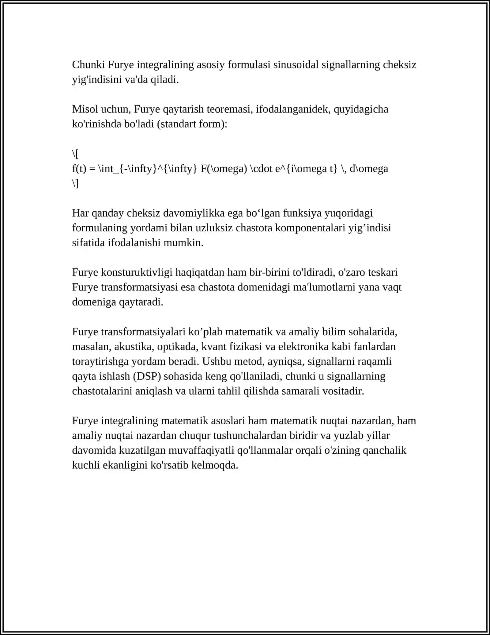 FURYE INTEGRALI.FURYE ALMASHTIRISHLARI 4